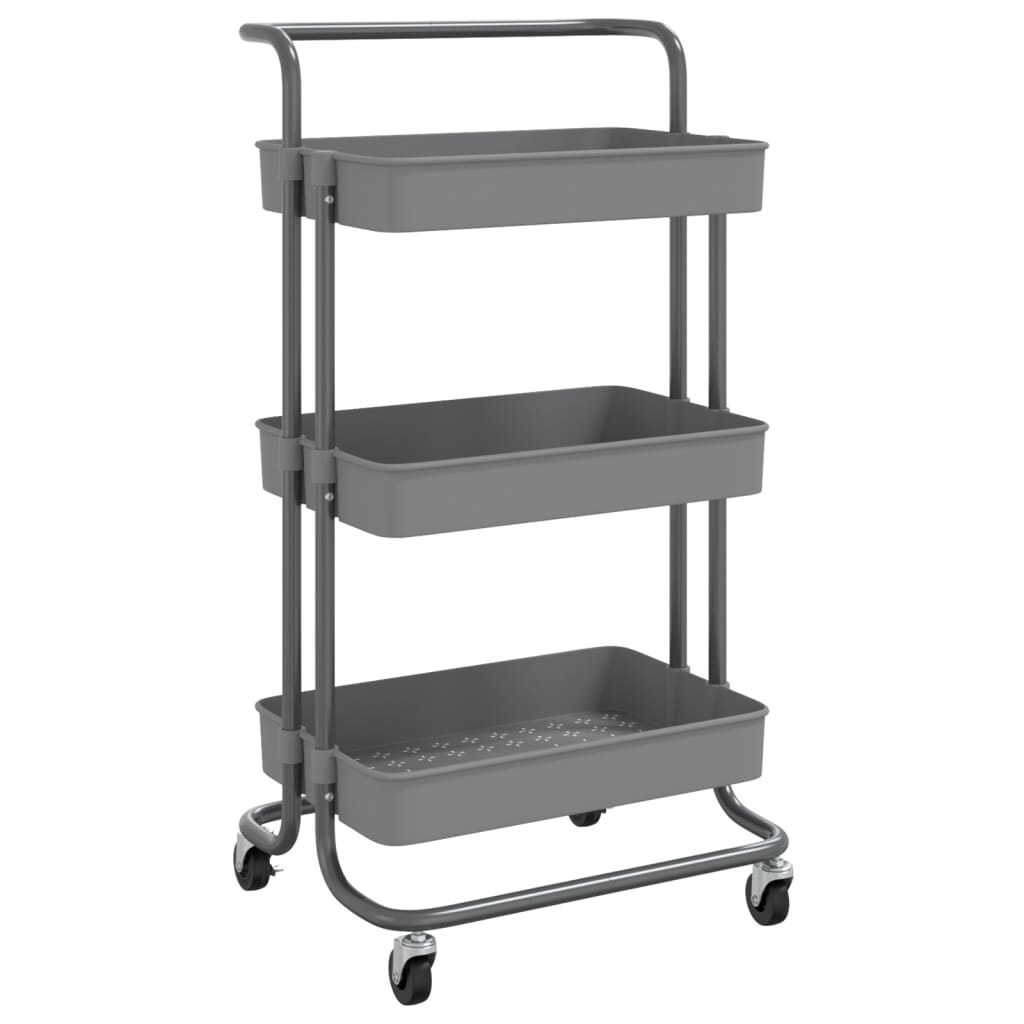 vidaXL Keukentrolley 3-laags 42x35x85 cm ijzer en ABS grijs