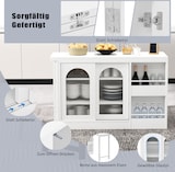thumbnail of Bartisch ausziehbar Weiß 122x40x77 cm mit 360 Grad Drehplatte Stauraum Glasschiebetüren höhenverstellbaren Einlegeböden Kücheninsel
