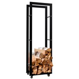 thumbnail of DELUKE® Kaminholzregal innen Metall SATLO mit Rollen Brennholzregal innen Kaminholzständer Kaminholzhalter Feuerholzregal Schwarz, 25x40x125cm