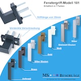 thumbnail of Design Fenstergiff Rasterolive Fensterbeschlag 7x35mm Vierkant Weiss RAL 9016