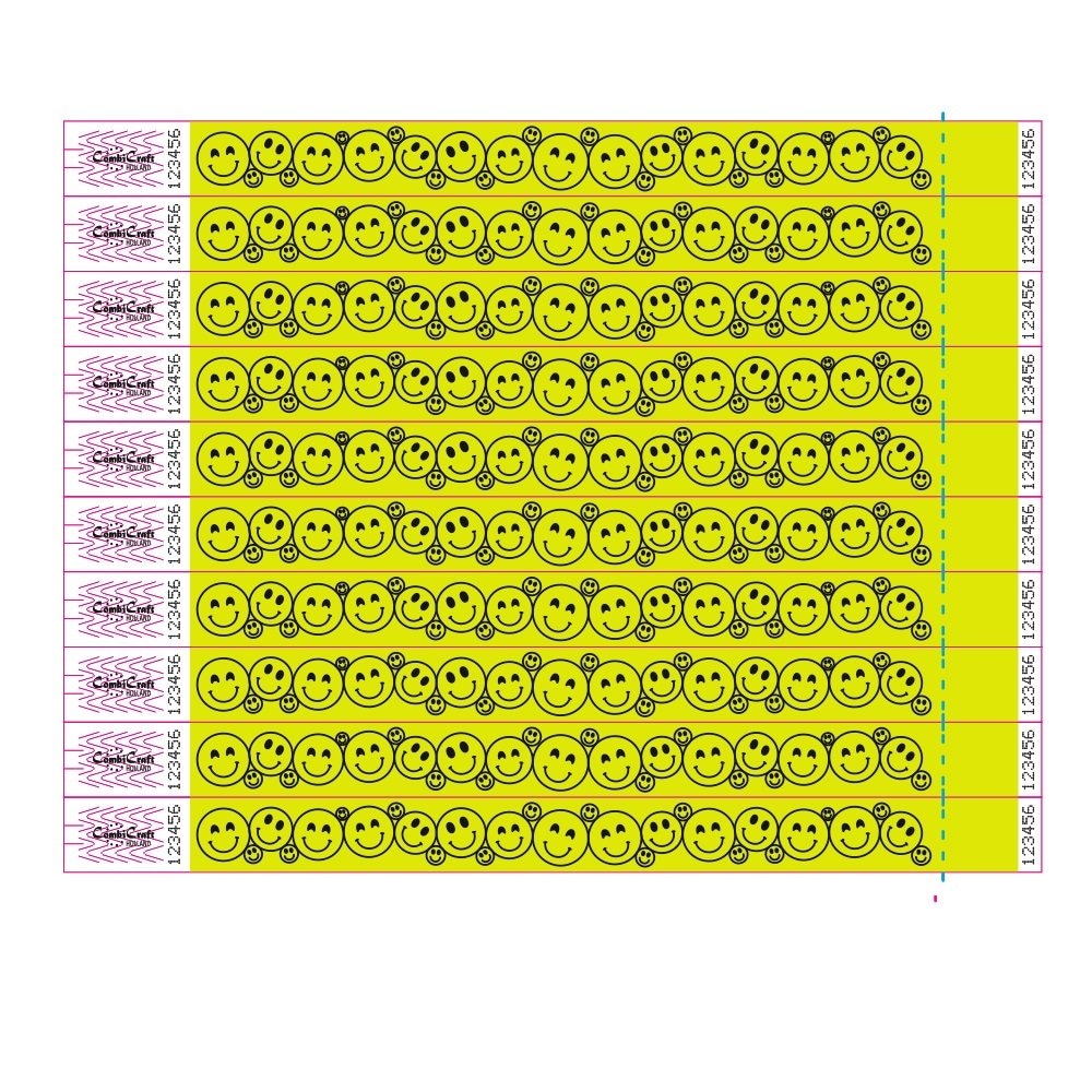 CombiCraft Tyrex Eintrittsband mit Smiley-Motiv in Neon Gelb - 100 Stück