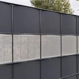 thumbnail of zaun|zu® Sichtschutzstreifen Gelocht Quadrat Muster für Doppelstabmatten Fenstergrau 2,55m