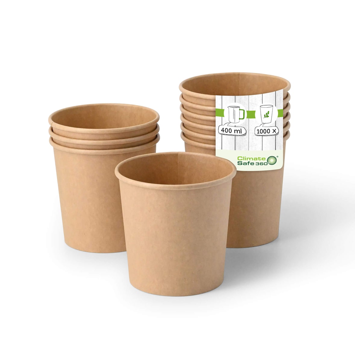 greenbox - Eisbecher aus Pappe XL, 300 ml, max. 400 ml, Ø 92 mm, braun, 1000 St.