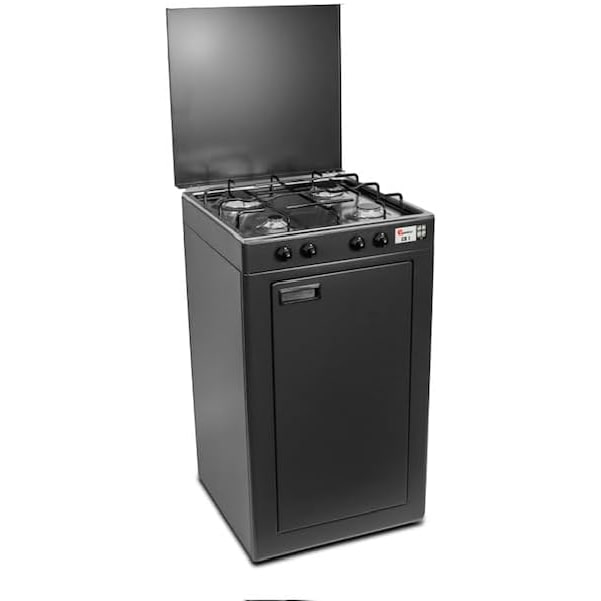 CFParker Fornello Cucina a Gas Gpl 4 Fuochi grigio grafite e piano acciaio inox con Mobile Portabombola Made in Italy - 541GSPGP