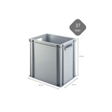 thumbnail of PROREGAL 5x Eurobehälter mit offenem Griff und Scharnierdeckel | HxBxT 40x30x40cm | 37 Liter | Grau | Eurobox