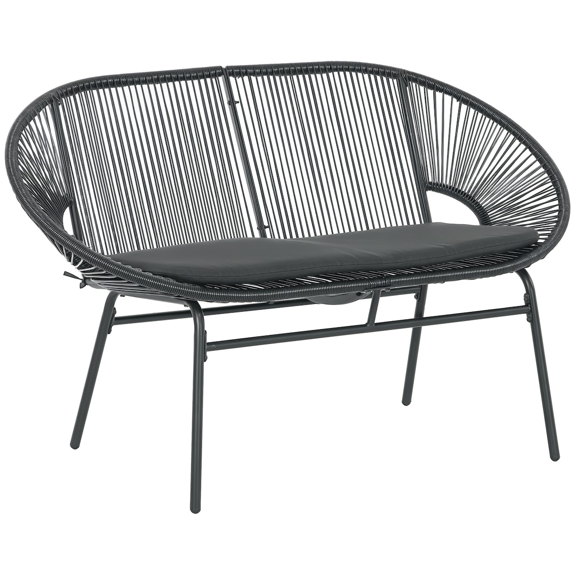 Silla acapulco de 2 plazas silla de jardín con reposabrazos cojines y marco de acero carga 260 kg para balcón terraza patio 132x72x83 cm