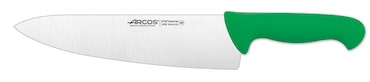 Arcos Cuchillo Cocinero Ancho, Hoja de Acero Inoxidable NITRUM de 250 mm, Mango inyectado en Polipropileno, Color verde
