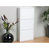 thumbnail of Pisa Schuhschrank mit 3 Klappen/Türen in Metall weiss. Fertig montiert geliefert.