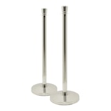 thumbnail of Securit® Set van 2 afzetpalen 'Classic' - Chroom - Platte kop - Complete set voet + basis - 100cm