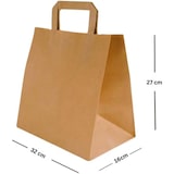 thumbnail of Papiertragetasche, Geschenktüten, Kraftpapiertragetasche 32+16 x 27 cm Braun- 250 Stück