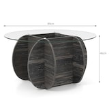 thumbnail of COSTWAY Ronde salontafel, diameter 89 cm, banktafel met blad van gehard glas en onderstel van massief hout, zwart