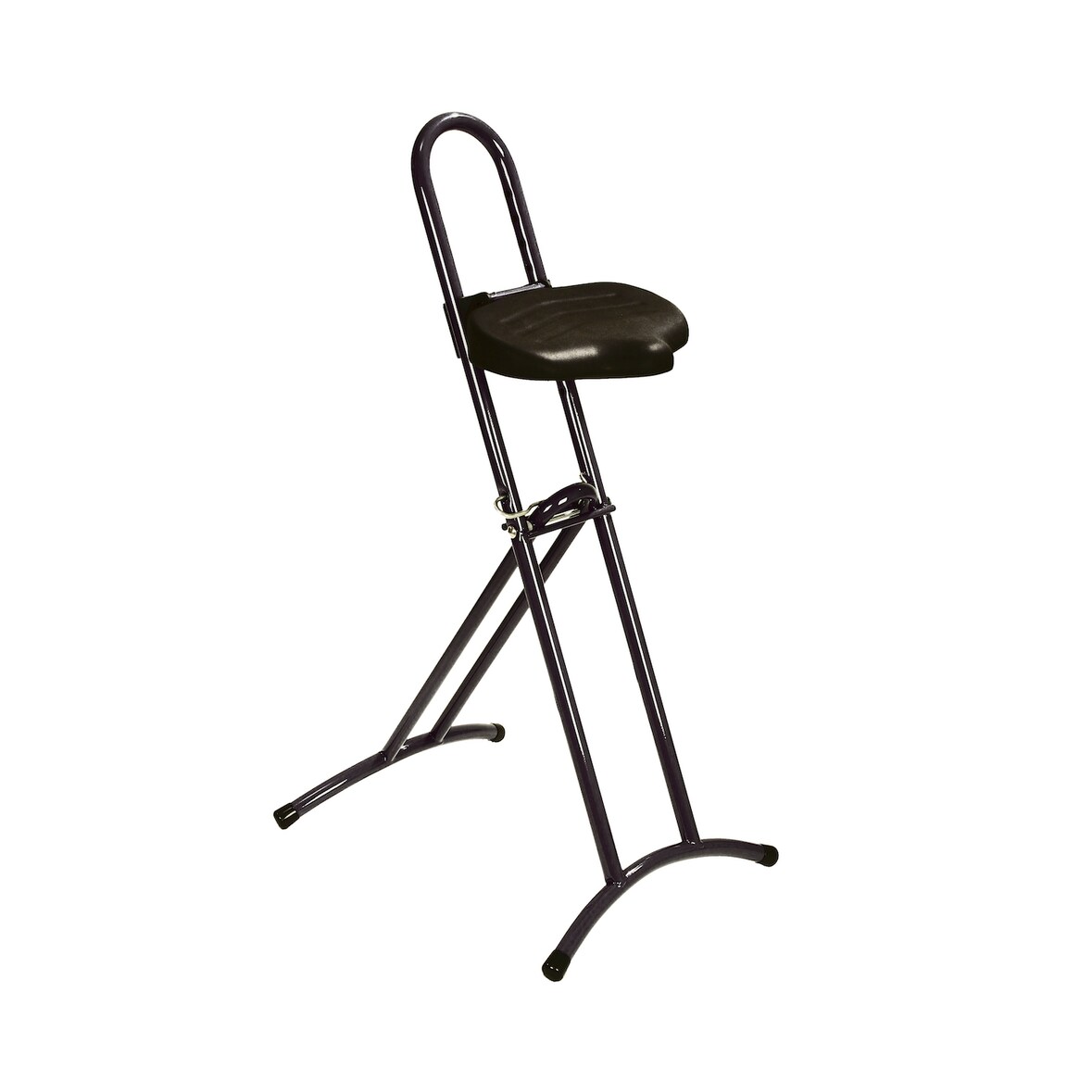 PROREGAL Klappbare Stehhilfe | Sitzhöhe 61-86cm | Tragfähigkeit 80kg | Polyurethane-Sitz | mit Transportrollen | Schwarz/Schwarz