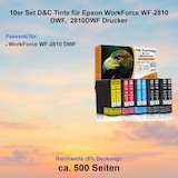 thumbnail of 10er Set D&C Tinte für Epson WorkForce WF-2810 DWF,  2810DWF Drucker