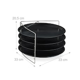 thumbnail of Relaxdays Pizzablech, 4er Set, mit Gestell, antihaftbeschichtet, Carbonstahl, rundes Pizzabackblech, anthrazit/silber