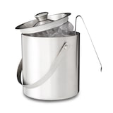 thumbnail of Relaxdays Eisbehälter rund mit Deckel, Eiszange, Eiswürfel-Kühler für Bar, Party, 1,5 Liter, HBT: 17 x 15 x 15cm, silber