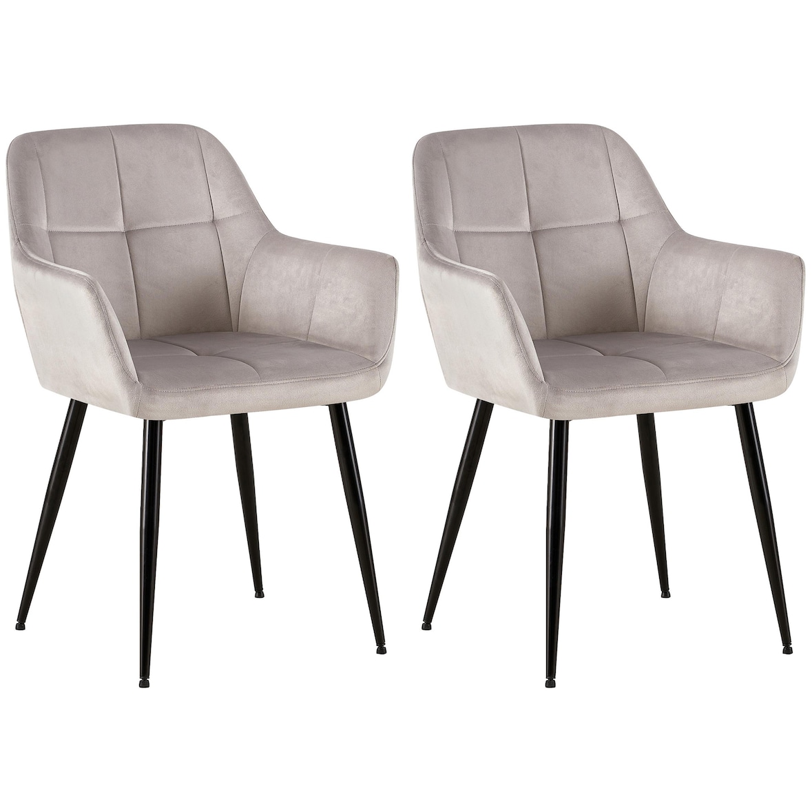 Set van 2 eetkamerstoelen Emia Velvet licht grijs