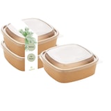thumbnail of DeinPack 50 Salatschale mit PET Deckel braun eckig 900 ml