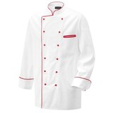 thumbnail of 203 - Kochjacke weiß langarm mit Paspel in verschiedenen Farben : rot 100% Baumwolle 230 g/m² (15) 4XL