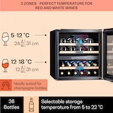 thumbnail of Klarstein Vinsider 36 Onyx Edition Weinkühlschrank 2 Kühlzonen 5-22°C 85l Schwarz
