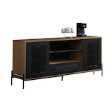 thumbnail of SalesFever Sideboard mit Polyrattan | 2 Türen, 1 Schublade, 2 offene Fächer | MDF natur | Gestell Metall schwarz | B 164 x T 43 x H 76 cm