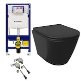 thumbnail of Alpenberger Toilette Schwarz, Hänge WC mit Spülkasten Komplettset | Vorwandelement WC Set mit Geberit Duofix Bausatz | Wand WC Spülrandlos mit WC Sitz