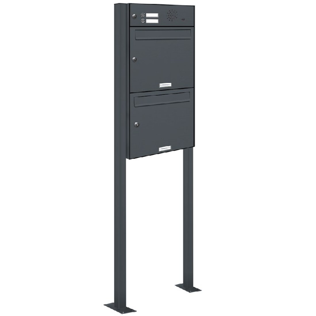AL Briefkastensysteme 2 Fächer Premium Stand Briefkasten Anlage in RAL 7016 Anthrazit Grau, Post A4, robust, wetterfest, Artikelnummer: 331P2S1KSP7016