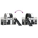 thumbnail of vidaXL Etagenbett mit Rutsche und Gardinen Weiß und Schwarz 80x200 cm