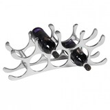 thumbnail of Design Aluminium Weinregal 9 Flaschen in Silber 55x20x12 cm, Flaschenregal Wein Zubehör Edel modern, Metall Deko Weinflaschen Halter Schmal Küche