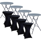 thumbnail of BRASQ Statafel Grijs Set van 4 ⌀80cm Inclusief 4x Zwarte Statafelrok - Bartafel - Vouwtafel - Inklapbaar van kunststof, metaal voor binnen en buiten