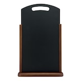 thumbnail of Securit® Tischtafel "Handle" mit Griff – Holzsockel dunkelbraun lackiert – 35x53cm