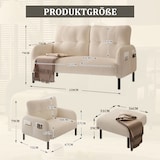 thumbnail of Merax Modulares 3er-Set Cord-Sofa: Sessel, 2-Sitzer & Hocker mit Tasche, Beige