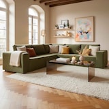 thumbnail of Oviala Stoffen fauteuil voor modulaire bank met groen kussen