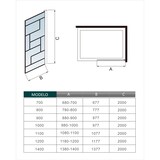 thumbnail of AICA Walkin Mampara Panel de ducha serigrafiada de línea negra Vidrio Templado de 8mm Antical con Barra 90cm Perfil Negro Mate (88-90)x200cm