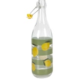 thumbnail of Bottiglia in vetro con tappo a vite da 1 litro – Bottiglia d'acqua riutilizzabile con stampa a limone e strisce verdi – Trasparente