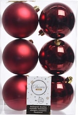 thumbnail of Weihnachtskugeln 8cm Kunststoff Christbaumkugeln bruchsicher bordeaux weinrot