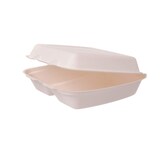 thumbnail of DeinPack Bio Einweg Bagasse Schalen 2-geteilt Klappdeckel-Box 1200 ml I 200 Menübox Einweg 236 x 231 x 81 mm weiß