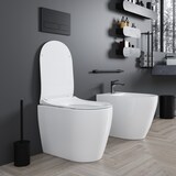 thumbnail of Coppia Sanitari Filomuro Filo Muro Filo Parete Vaso WC E Bidet Design Moderno In Ceramica Copriwater Chiusura Soft Close Rallentata Bianco Lucido
