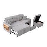 thumbnail of Merax 3-Sitzer-Schlafsofa mit Schlaffunktion, Mehrfunktionales Cord-Sofa mit  USB-C, Hellgrau