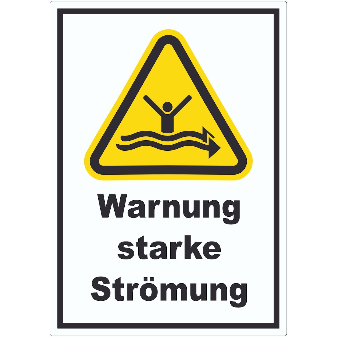 Aufkleber Warnung starke Strömung A7 (74x105mm)
