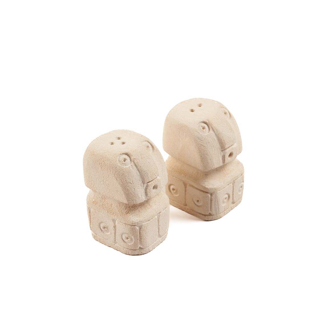 Bazar Bizar Ensemble salière poivrière en grès 4x5x7 cm naturel - Lot de 4