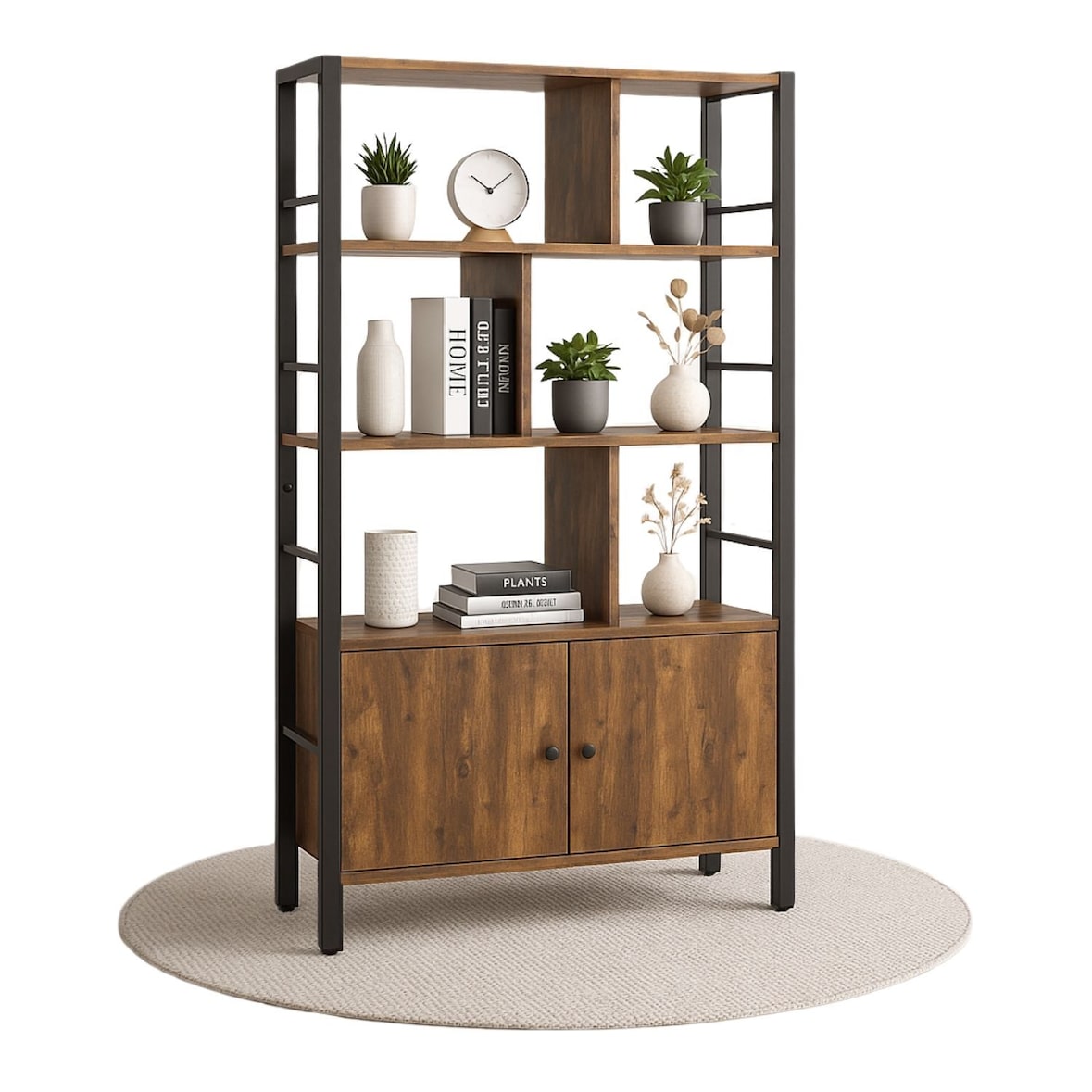 Mein-Regal Regal Vintage Braun aus Metall mit 2 Türen Holz