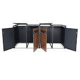 thumbnail of Contenedor de 4 cubos HWC-J82, caja de cubos extensible, metal 100kg, antracita ~ marrón oscuro efecto madera de cerezo