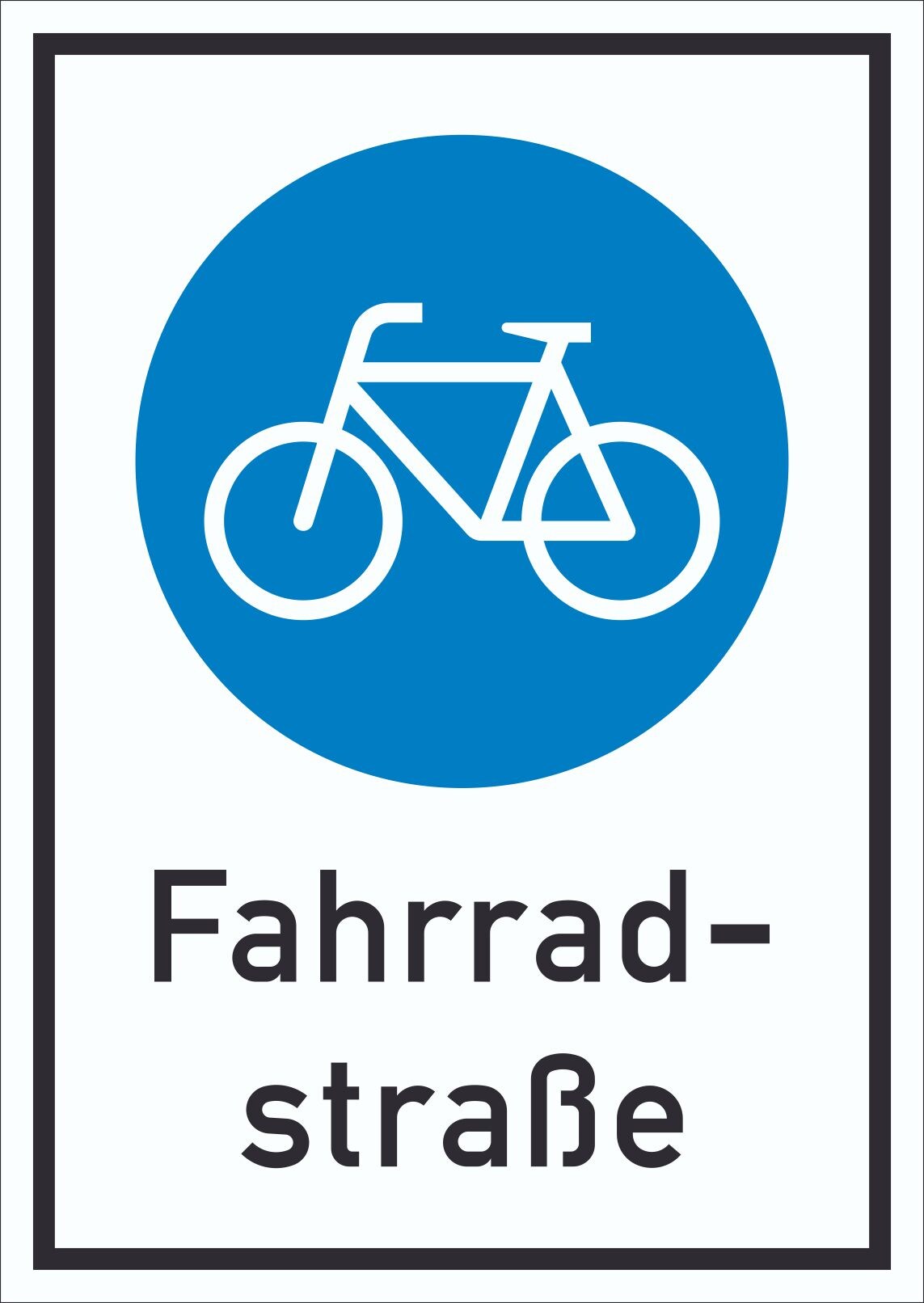 Schild Fahrradstraße A4 Rückseite selbstklebend