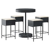 thumbnail of vidaXL 5-tlg. Gartenbar-Set mit Kissen Schwarz Poly Rattan