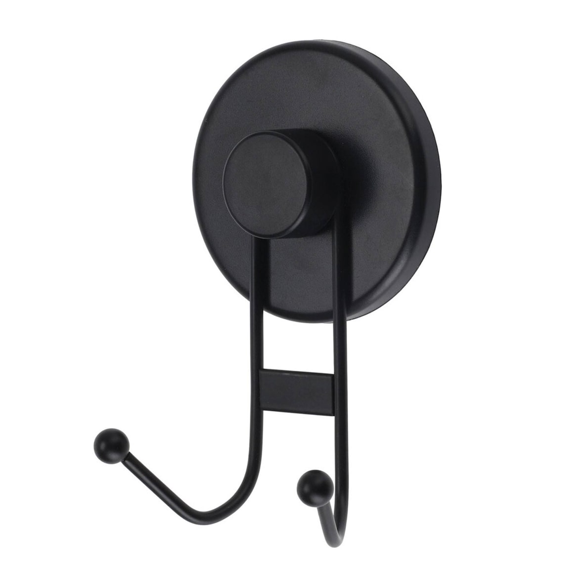WellHome - Gancio in ferro con ABS e copertura a ventosa Nero 25x10x8,7cm
