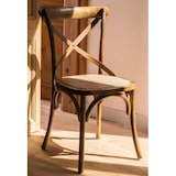 thumbnail of Lote de 4 sillas vintage en madera de olmo y asiento de rattán