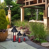 thumbnail of Relaxdays Laternen 3er Set, Dekolaternen für draußen & drinnen, 3 Größen, Metall, Glas, Windlichter für Kerzen, schwarz