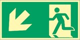 thumbnail of Aufkleber Notausgang links abwärts, ISO 7010, Folie, nachleucht., 160-mcd, 297x148 mm
