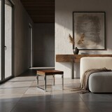 thumbnail of Beistelltisch GUNA Massiv-Holz Sheesham Wohnzimmer-Tisch Metallgestell Couchtisch Landhaus-Stil dunkelbraun