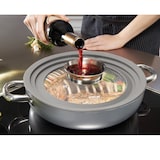 thumbnail of STONELINE® Universal Glasdeckel, 2-teilig, mit Silikonrand & Aromaknauf, 16/18/20 cm und 24/26/28 cm